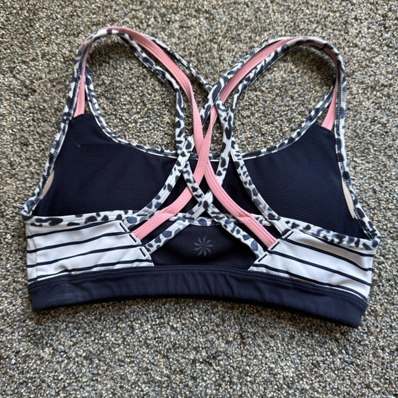Athleta Fully Focused Strappy Crossback Wirefree Sports Bra Lined Padded Blue - Picture 5 of 6